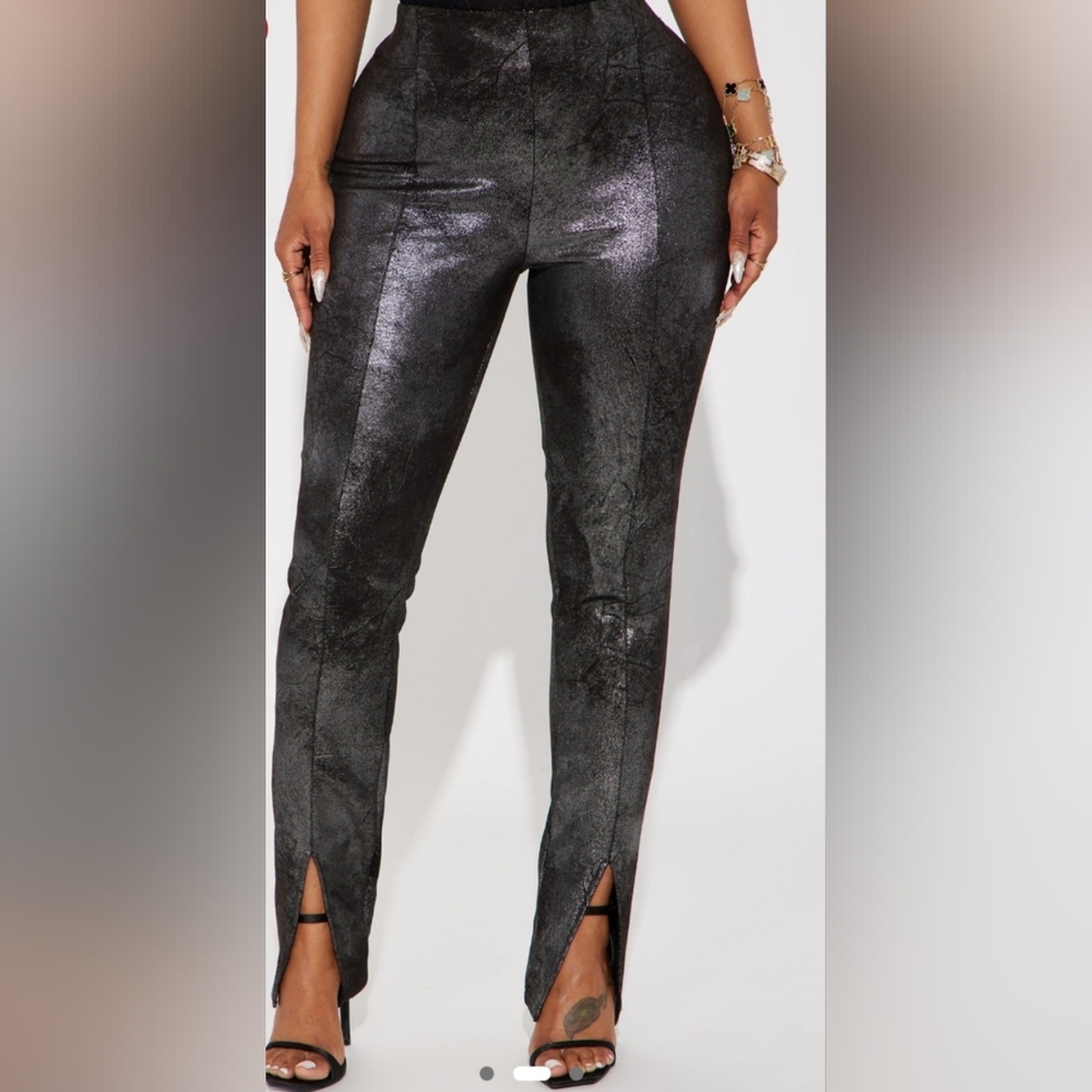 Fashion Nova Shimmering Black Skinny Pants